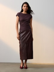 Burgundy Jersey Drape T-Shirt - Image 3 of 7