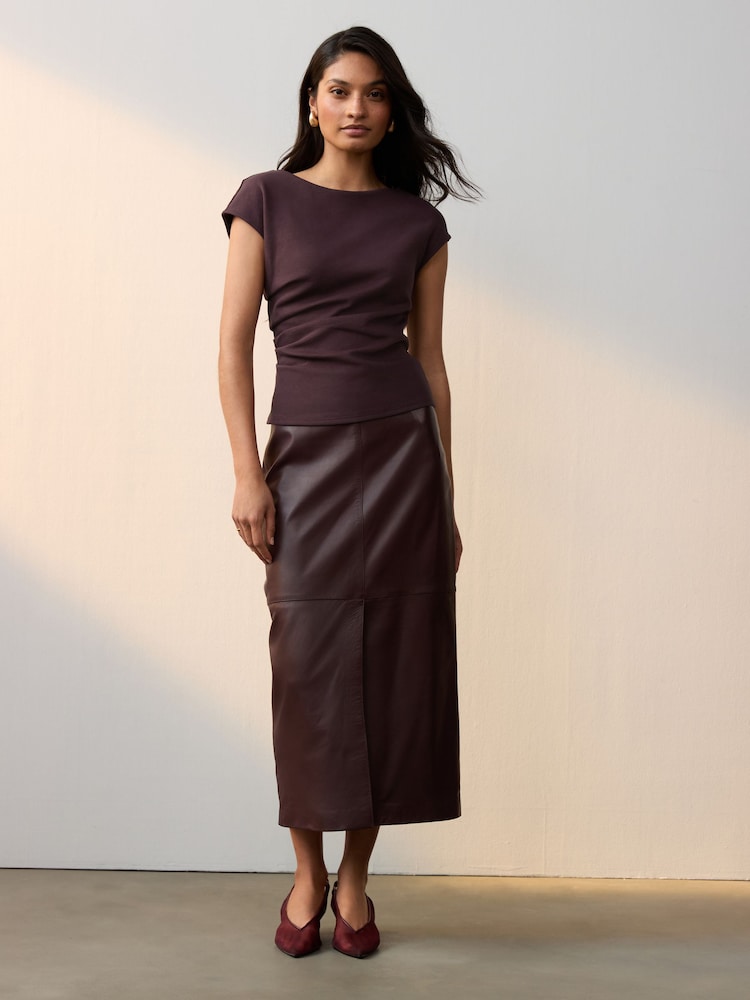 Burgundy Jersey Drape T-Shirt - Image 3 of 7