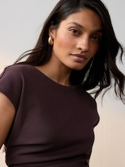 Burgundy Jersey Drape T-Shirt - Image 4 of 7