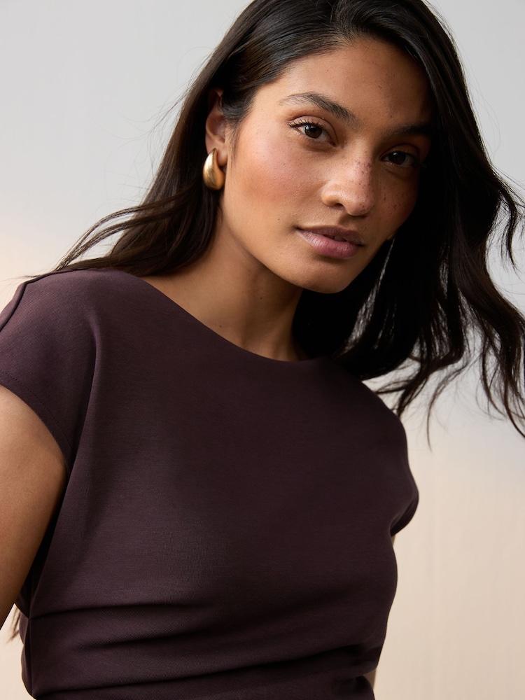 Burgundy Jersey Drape T-Shirt - Image 4 of 7