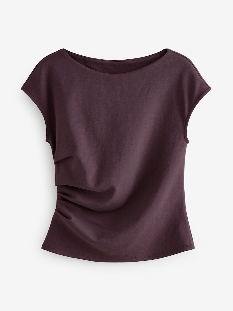 Burgundy Jersey Drape T-Shirt - Image 5 of 7
