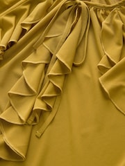 Ochre Yellow Long Sleeve Boho Mesh Blouse - Image 6 of 7