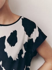 Cow Print Short Sleeve Print Top - Image 4 of 7