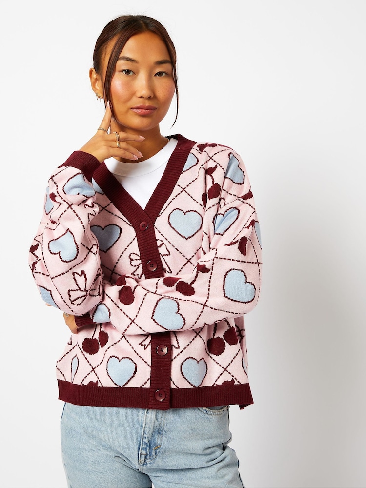 Quilted Cherry & Bow Cardigan - Image 2 of 5