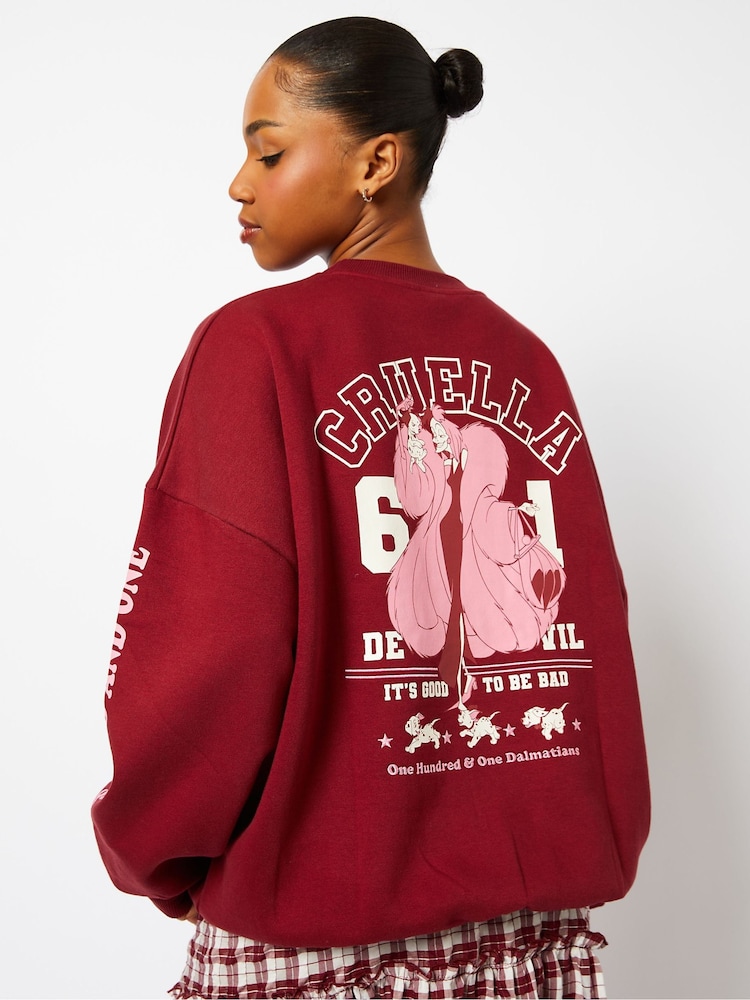 Skinnydip Red Disney Cruella Varsity Sweatshirt - Image 2 of 6