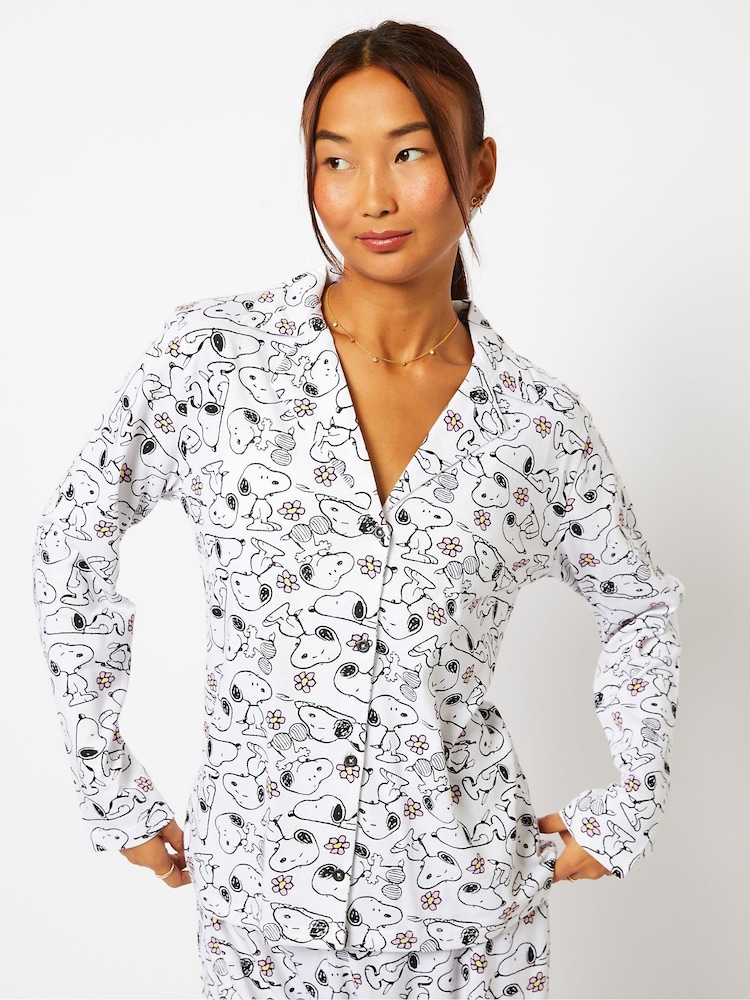 Skinnydip 100% Cotton Snoopy White Pyjamas Set - Image 1 of 3