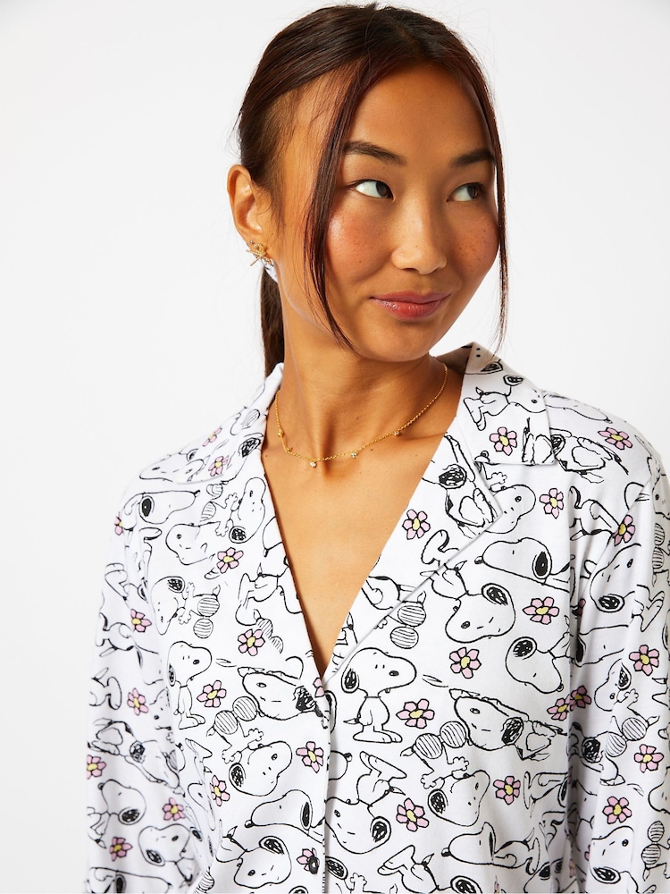 Skinnydip 100% Cotton Snoopy White Pyjamas Set - Image 2 of 3