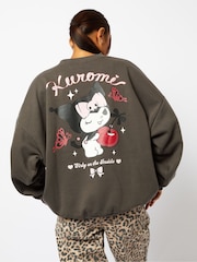 Skinnydip Grey Hello Kitty Kuromi Cherry Sweatshirt - Image 4 of 4