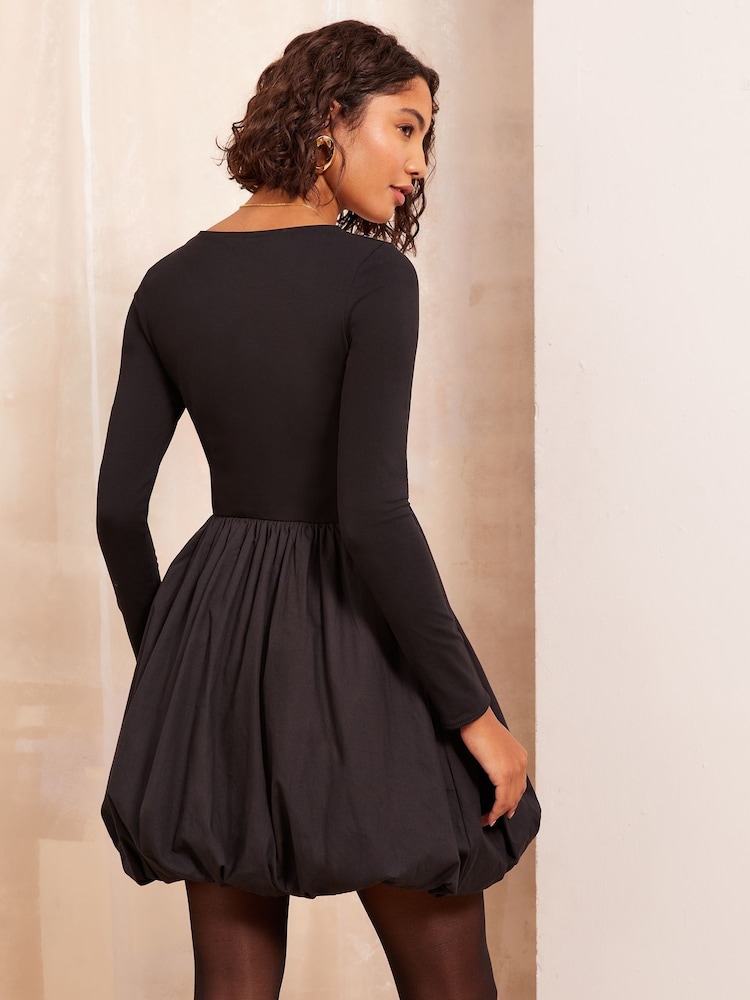 Friends Like These – Minikleid mit langen Puffärmeln und U-Boot-Ausschnitt aus 100 % Baumwolle - Image 4 of 5