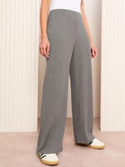 Friends Like These Grey Petite Ribbed Jersey Wide Leg Trousers - Image 1 of 5