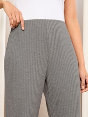 Friends Like These Grey Petite Ribbed Jersey Wide Leg Trousers - Image 4 of 5