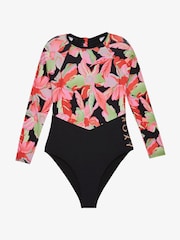 Roxy Black Tropical Print Active Long Sleeve Swimsuit - Image 5 of 5