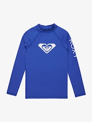 Roxy Blue Girls Wholehearted Long Sleeve Logo Rash Vest - Image 1 of 2