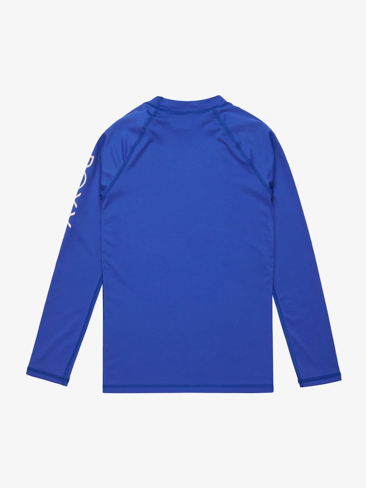 Roxy Blue Girls Wholehearted Long Sleeve Logo Rash Vest - Image 2 of 2