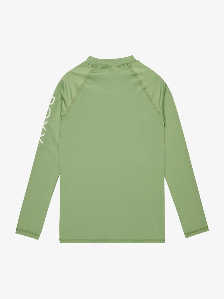 Verde - Roxy Girls Wholehearted Long Sleeve Logo Rash Vest - Imagen 2 de 2