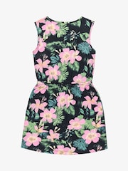 Roxy Black Tropical Print Surfs Up Sleeveless 100% Cotton Dress - Image 2 of 3