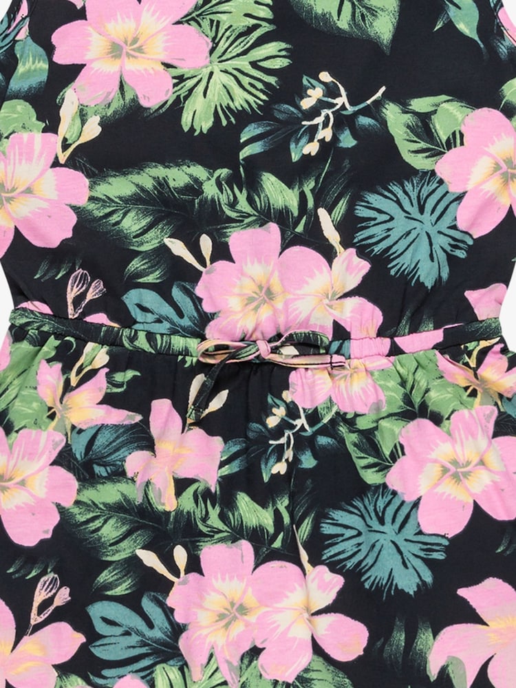 Roxy Black Tropical Print Surfs Up Sleeveless 100% Cotton Dress - Image 3 of 3