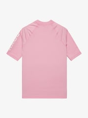 Pink - Roxy Girls Wholehearted Short Sleeve Logo Rash Vest - Image 2 of 3