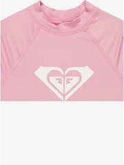 Pink - Roxy Girls Wholehearted Short Sleeve Logo Rash Vest - Image 3 of 3