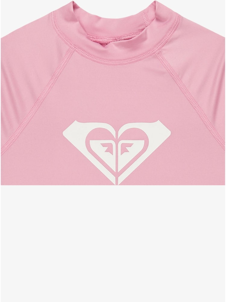 Pink - Roxy Girls Wholehearted Short Sleeve Logo Rash Vest - Image 3 of 3