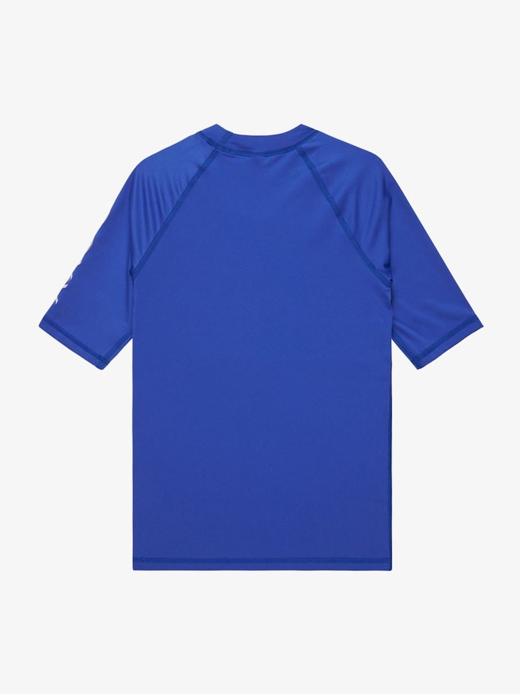 Roxy Blue Girls Wholehearted Short Sleeve Logo Rash Vest - Image 2 of 2