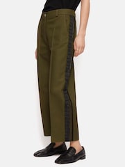 Jigsaw Green Cotton Trim Detail Trousers - Image 1 of 7