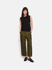 Jigsaw Green Cotton Trim Detail Trousers - Image 3 of 7