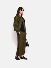 Jigsaw Green Cotton Trim Detail Trousers - Image 6 of 7