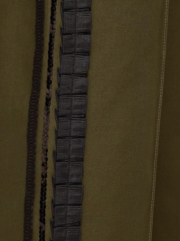 Jigsaw Green Cotton Trim Detail Trousers - Image 7 of 7