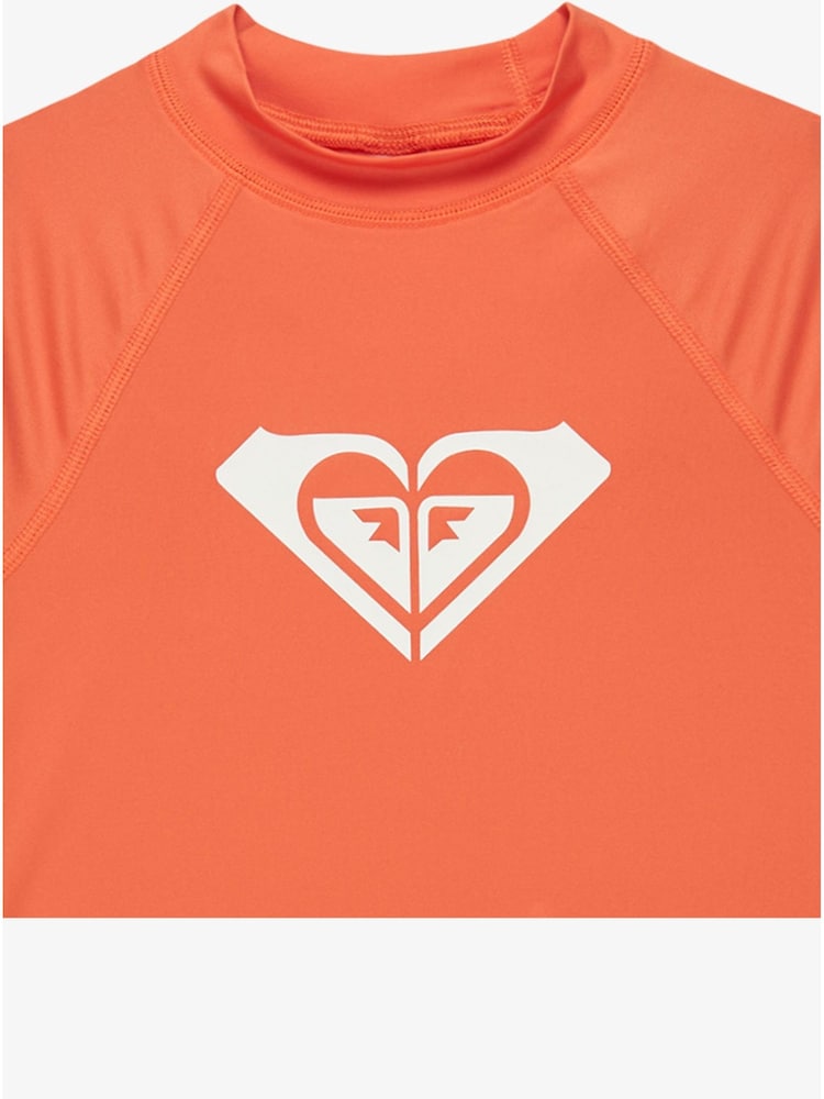 Roxy Orange Girls Wholehearted Short Sleeve Logo Rash Vest - Image 2 of 2 Roxy Orange Girls Wholehearted Short Sleeve Logo Rash Vest - Image 2 of 2