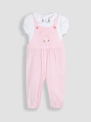 Pato rosa - JoJo Maman Bébé Embroidered Dungarees & Body Set 2 Piece - Imagen 1 de 5