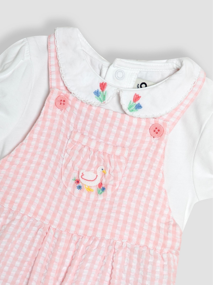 Pato rosa - JoJo Maman Bébé Embroidered Dungarees & Body Set 2 Piece - Imagen 5 de 5