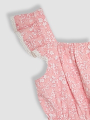 JoJo Maman Bébé Pink Ditsy Floral Ruffle Shoulder Woven Playsuit - Image 3 of 3