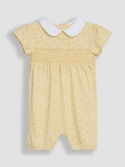 JoJo Maman Bébé Set aus gesmoktem Strampler und Stirnband mit Floral-Print - Bild 3 von 4