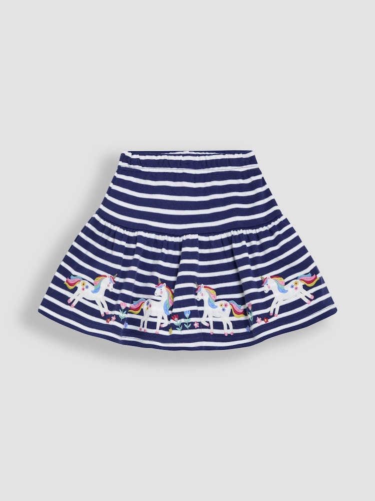 JoJo Maman Bébé Navy Blue Unicorn Appliqué Skort - Image 1 of 3