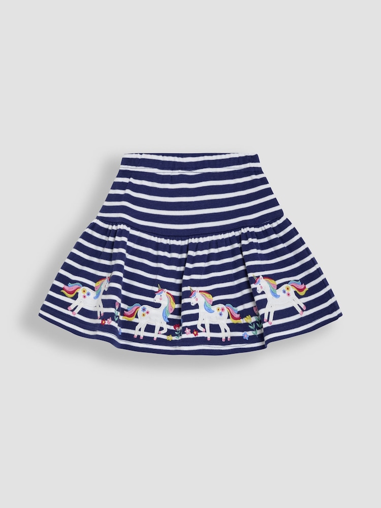 JoJo Maman Bébé Navy Blue Unicorn Appliqué Skort - Image 3 of 3