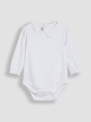 JoJo Maman Bébé White Broderie Collar Long Sleeve Body - Image 1 of 3