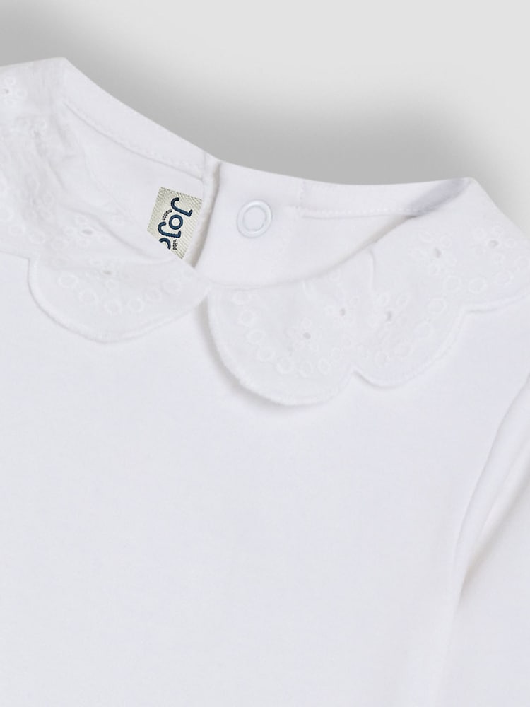 JoJo Maman Bébé White Broderie Collar Long Sleeve Body - Image 2 of 3