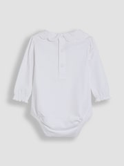 JoJo Maman Bébé White Broderie Collar Long Sleeve Body - Image 3 of 3