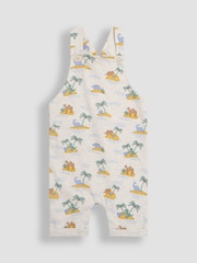 JoJo Maman Bébé Natural 100% Cotton Dino Dungarees & T-Shirt Set with Hat 3 Piece - Image 2 of 8