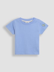 JoJo Maman Bébé Natural 100% Cotton Dino Dungarees & T-Shirt Set with Hat 3 Piece - Image 4 of 8