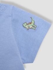 JoJo Maman Bébé Natural 100% Cotton Dino Dungarees & T-Shirt Set with Hat 3 Piece - Image 8 of 8