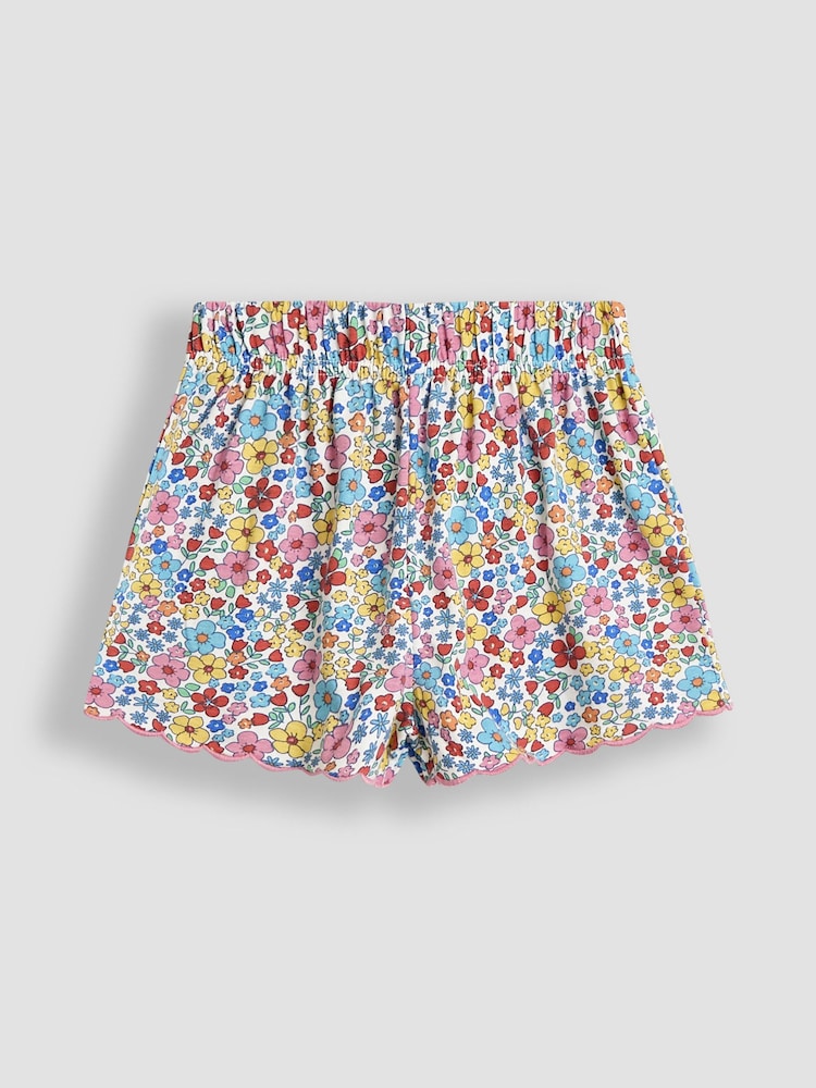 JoJo Maman Bébé Green Floral 2-Pack Scallop Hem Shorts - Image 2 of 4