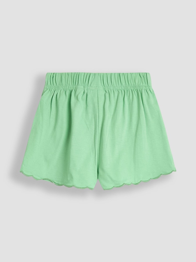 JoJo Maman Bébé Green Floral 2-Pack Scallop Hem Shorts - Image 4 of 4