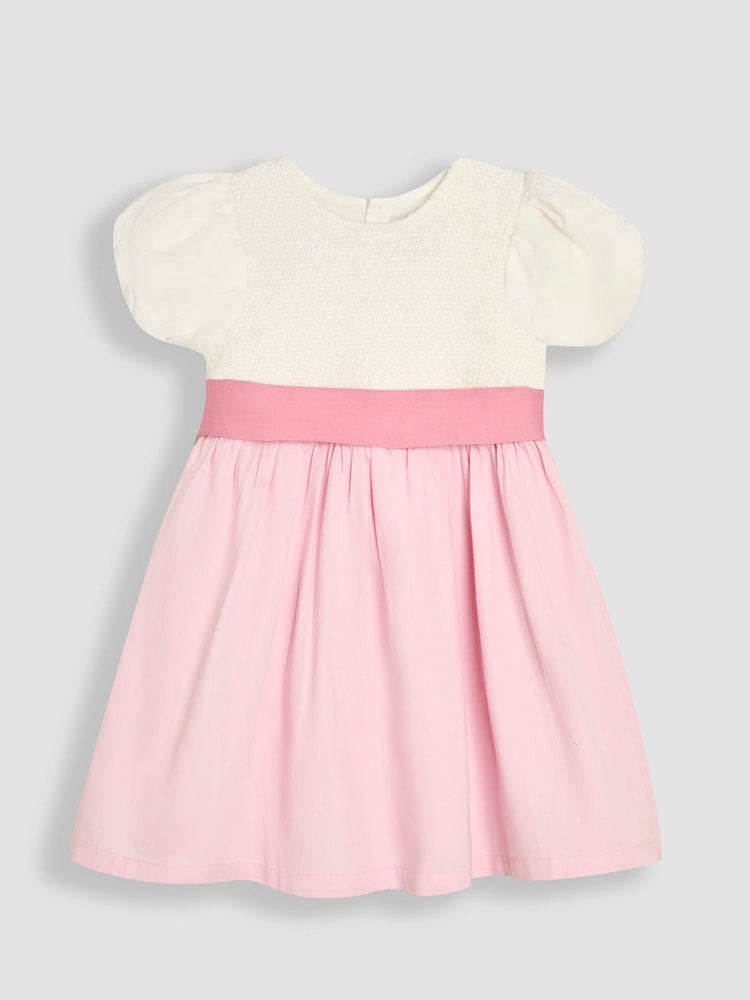 Rosa - JoJo Maman Bébé Smocked Satin Party Dress - Imagen 1 de 4 Rosa - JoJo Maman Bébé Smocked Satin Party Dress - Imagen 1 de 4