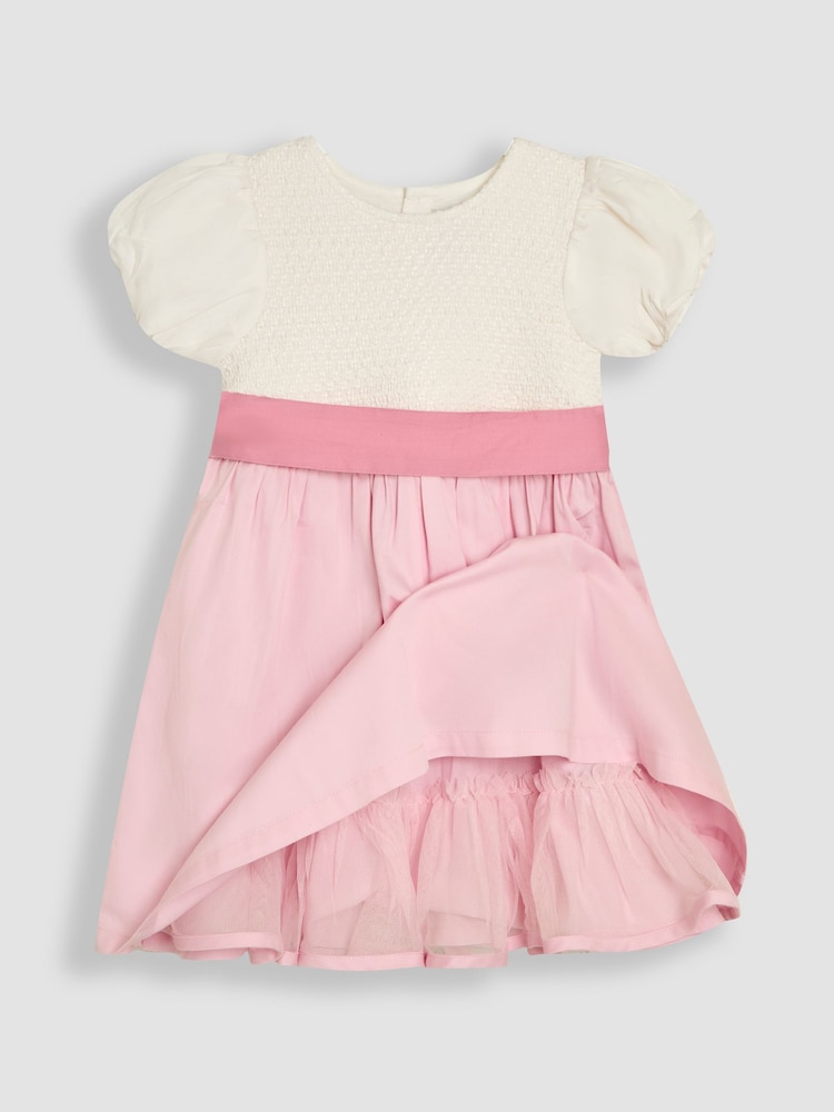 JoJo Maman Bébé Pink Smocked Satin Party Dress - Image 2 of 4