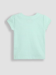 JoJo Maman Bébé Mint Green Giraffe Print Appliqué 100% Cotton T-Shirt - Image 2 of 3
