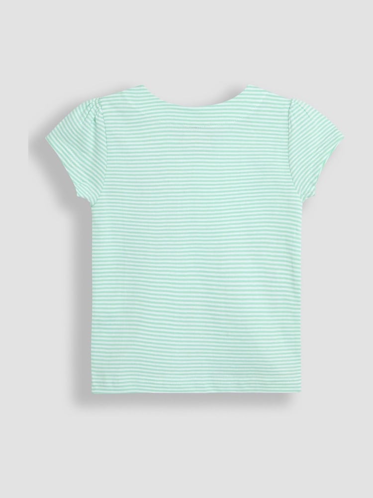 JoJo Maman Bébé Mint Green Giraffe Print Appliqué 100% Cotton T-Shirt - Image 2 of 3