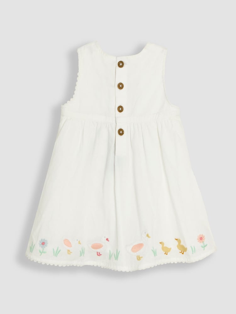JoJo Maman Bébé White Duck Floral Baby Appliqué 100% Cotton Dress - Image 2 of 4