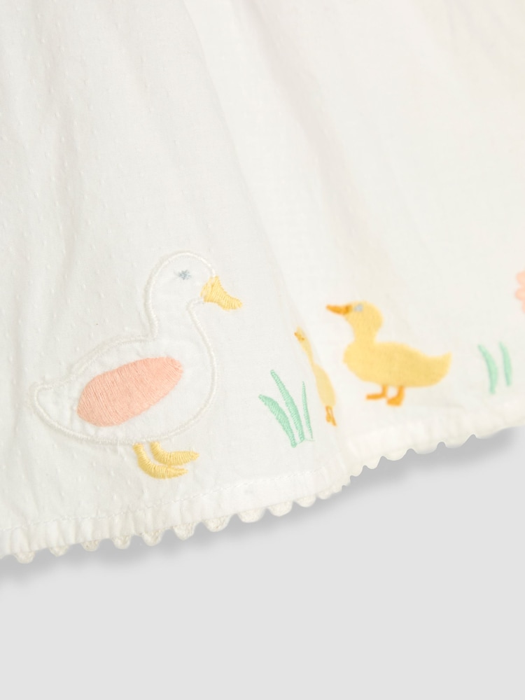 JoJo Maman Bébé White Duck Floral Baby Appliqué 100% Cotton Dress - Image 4 of 4